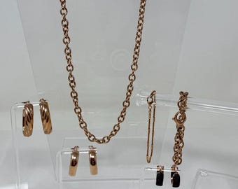 Milor Italy Rose Gold Jewelry Necklace Bracelet Earrings Hoop Set Options A B C D E F