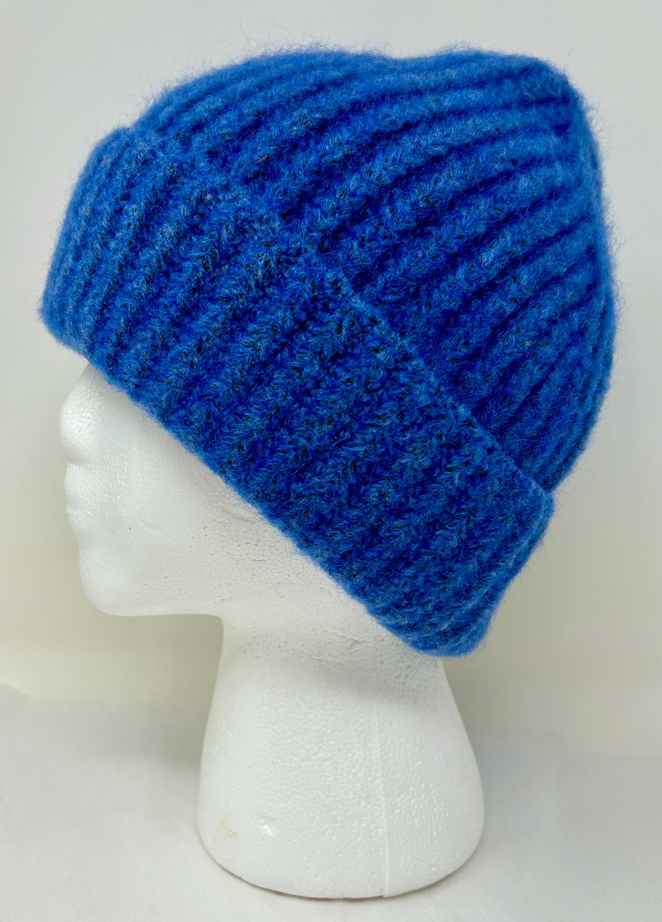 COS Blue Heathered Wool Ribbed Cap Hat Beanie Knit Men display picture 3