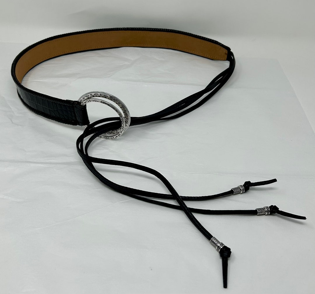 ベルベットアーツ　リリーサーベルト中古 Brighton B30153 Belt Black Leather Silver Ring Buckle Straps