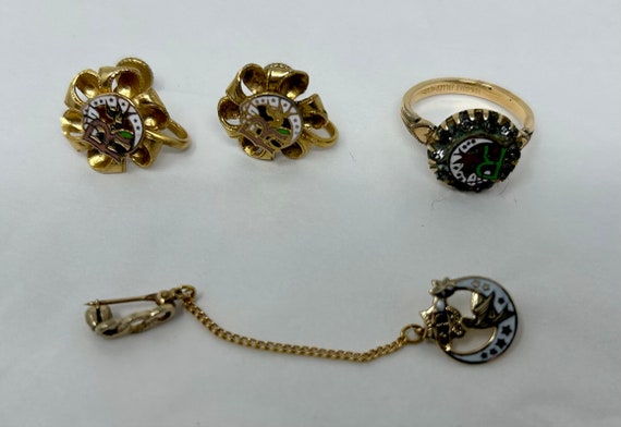 Set of Odd Fellows Daughters of Rebekah Gold Filled Ring Earrings Pin Etsy