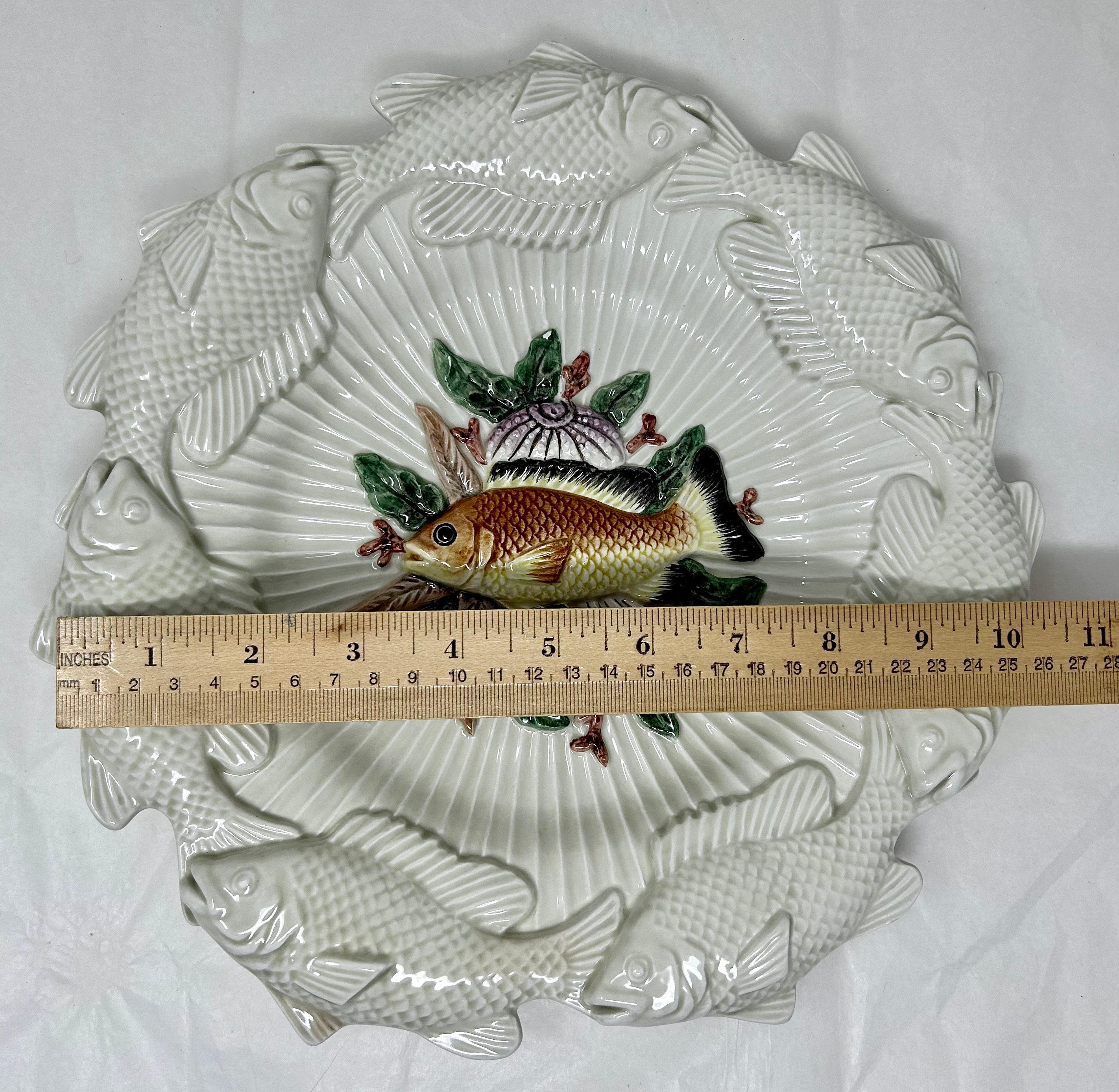 その他 Bryan Fitz & Floyd China Plate Fish Display Platter Tray Della Robbia