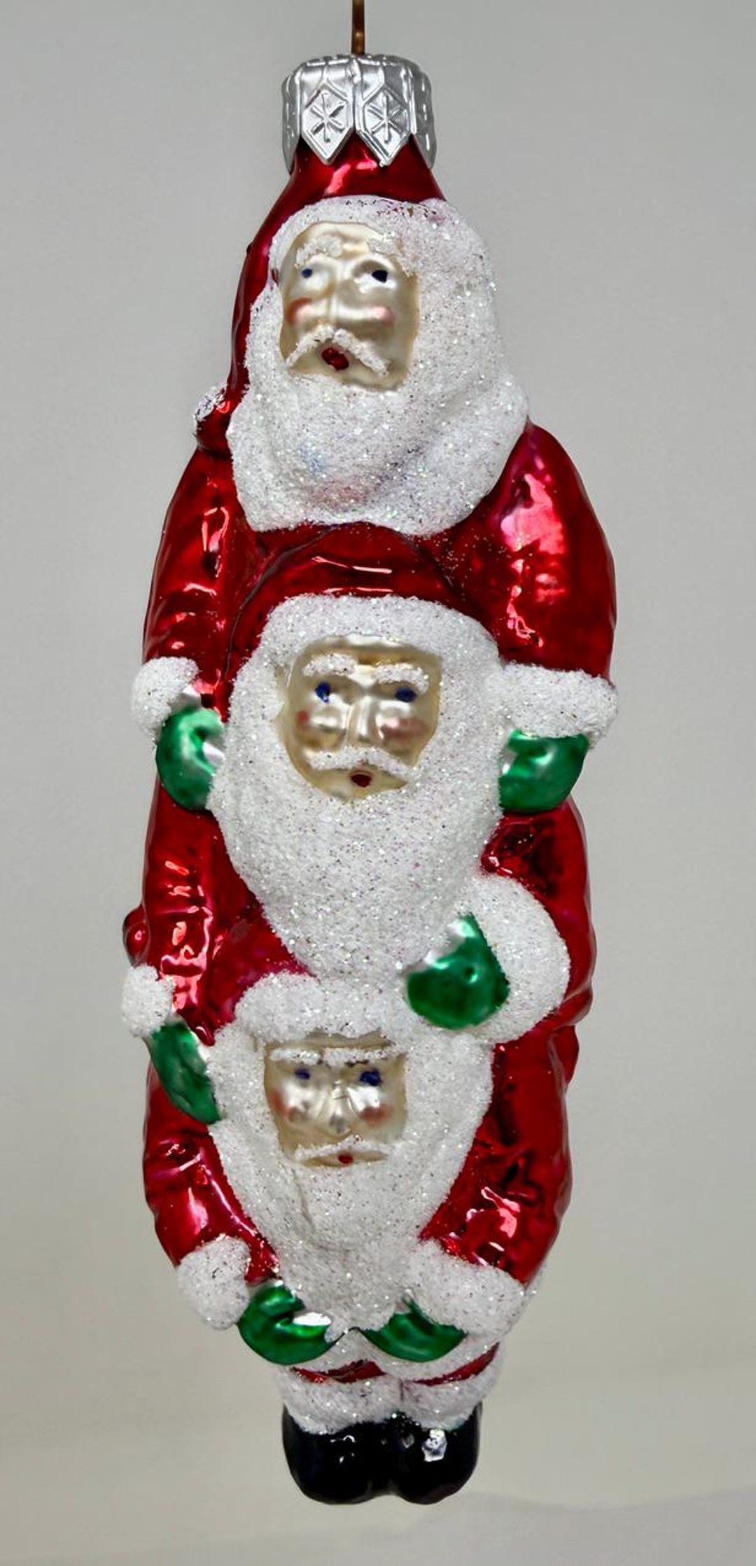 Vintage Waterford Holiday Heirlooms Style Triple Santa Glass Christmas ...