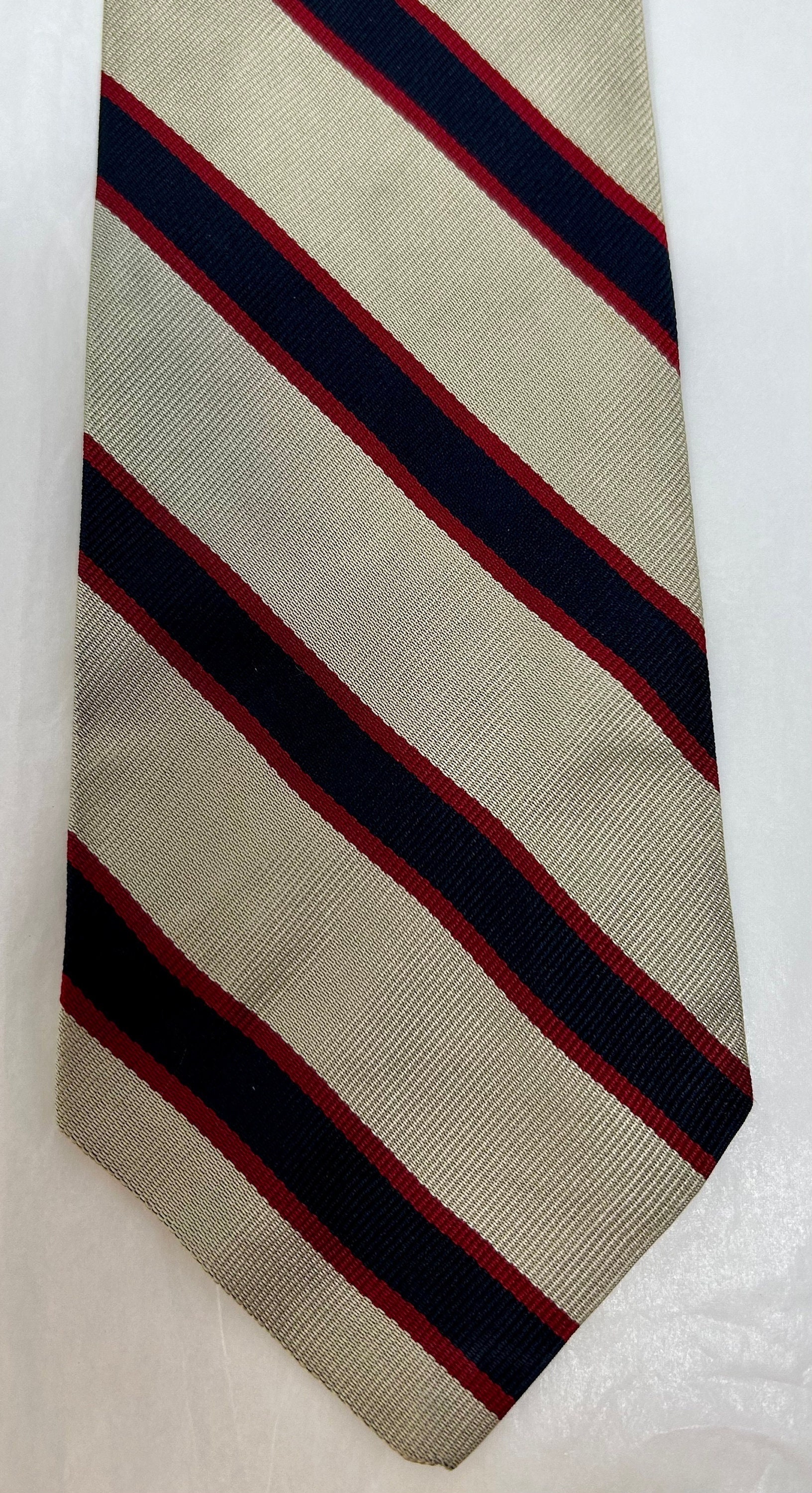 Cravatta Brooks Brothers Seta Righe Rossa Bianca Blu 58"