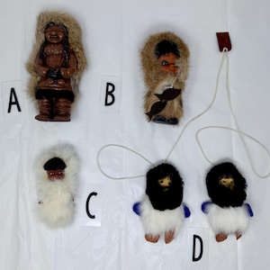 Vintage Alaska Native-Inspired Dolls & Fur Ornaments – Choose A–D – Handmade Souvenirs