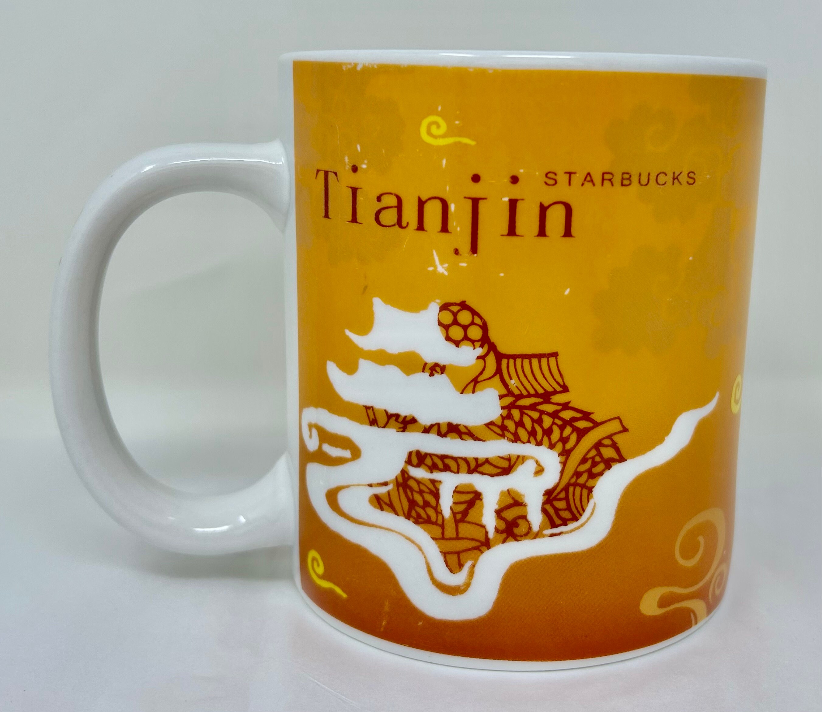 Starbucks Tianjin City Mug – Global Icon Series – China Collector Coffee Cup – 16 oz Yellow Dragon Design