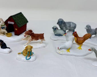 Department 56 Village Farm Animals Set Sheep Chickens Geese Miniatures Option B