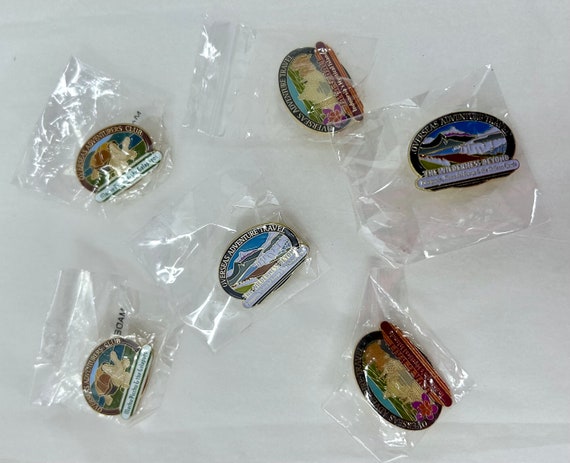 6 Overseas Adventure Travel souvenir pins Machu J… - image 2