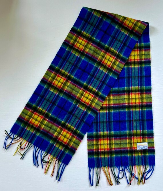 vintage Patrick King lambs wool plaid scarf yello… - image 4