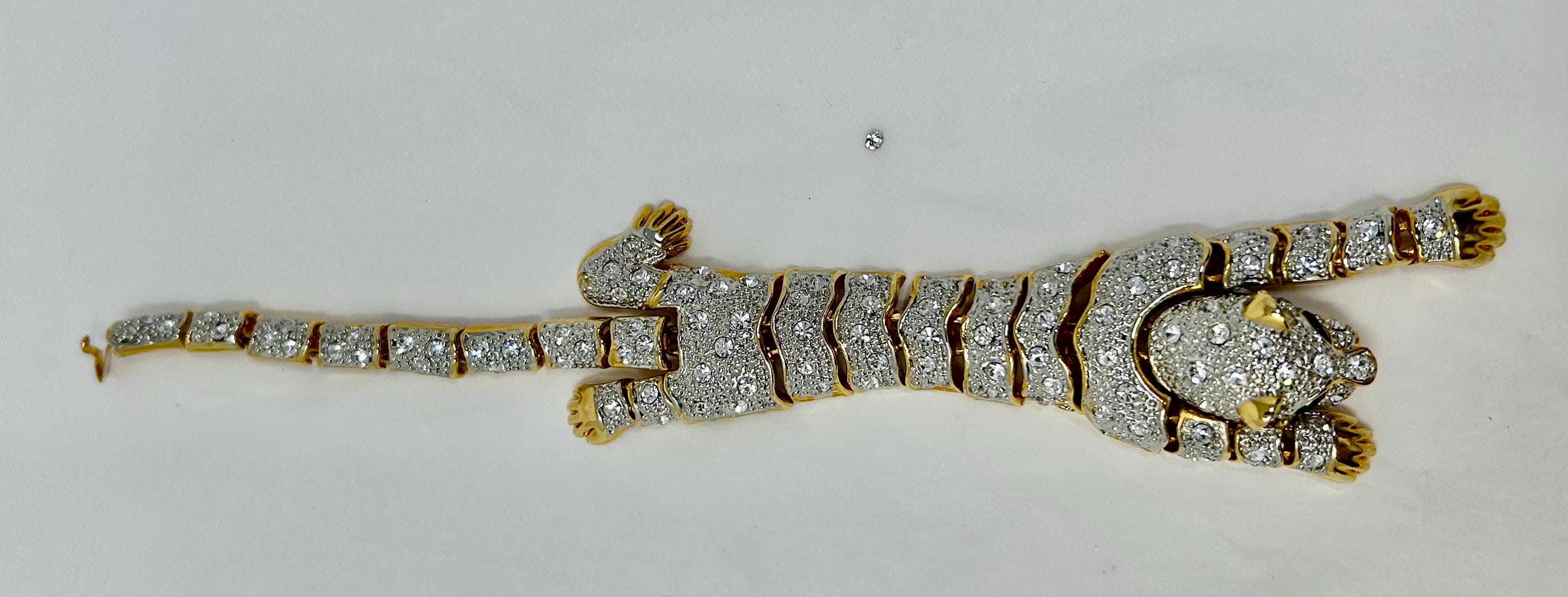 Vintage Costume Jewelry Rhinestone Cat Jaguar Leopard