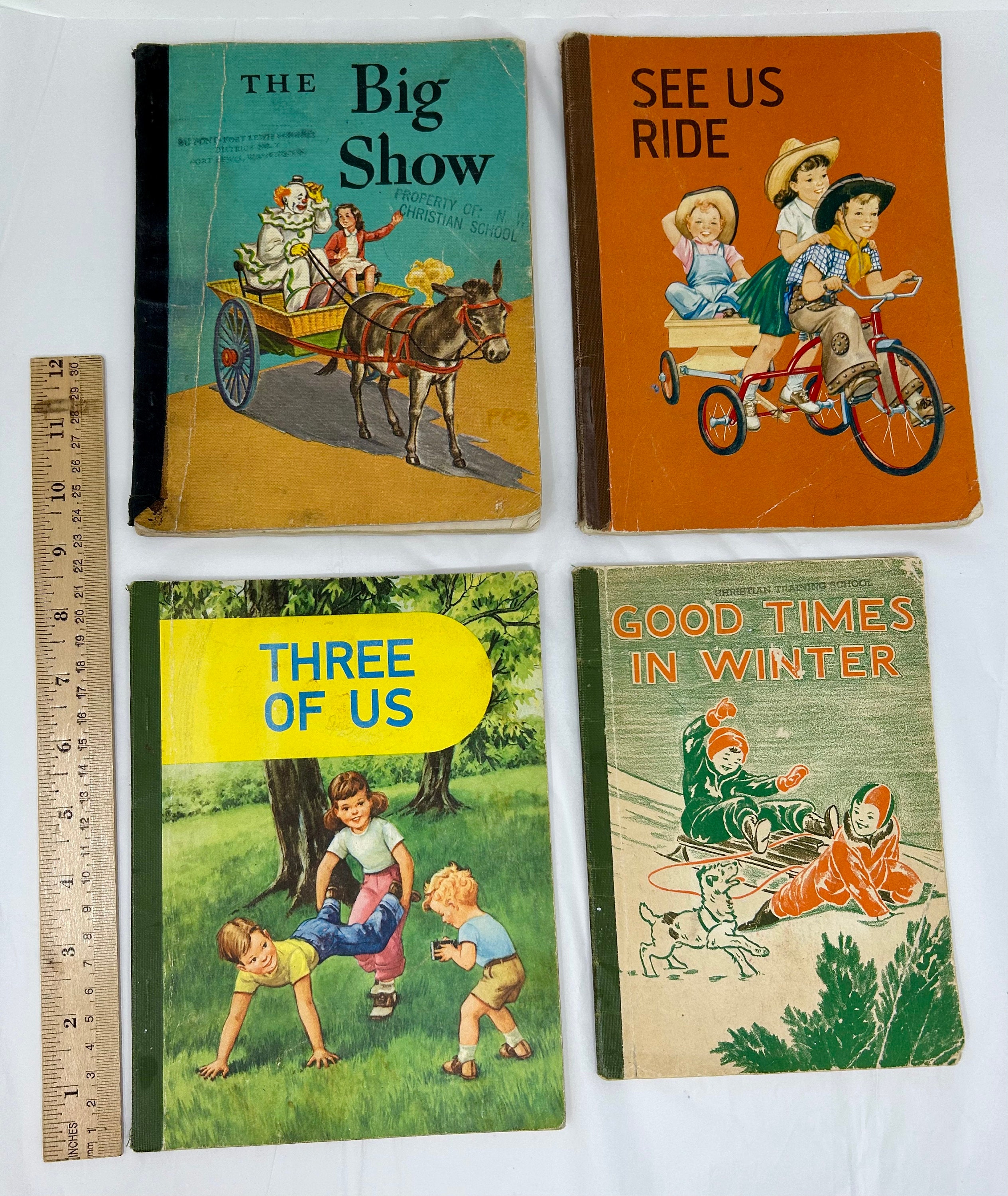 Set of 4 1950's 19560's Children's Reading Books See Us Ride Big
