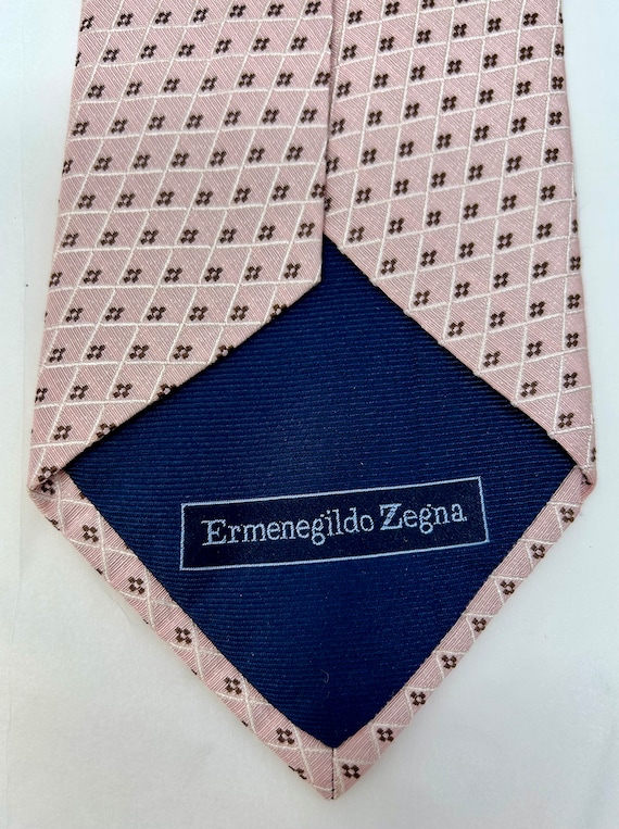 Ermenegildo Zegna silk tie necktie pale pink brocade View 5