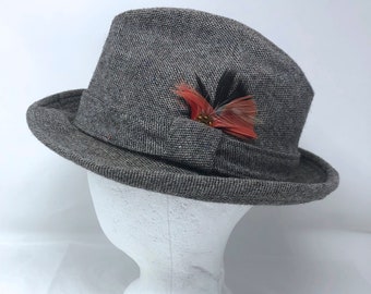 mint vintage Dobbs wool hat fedora grey tweed