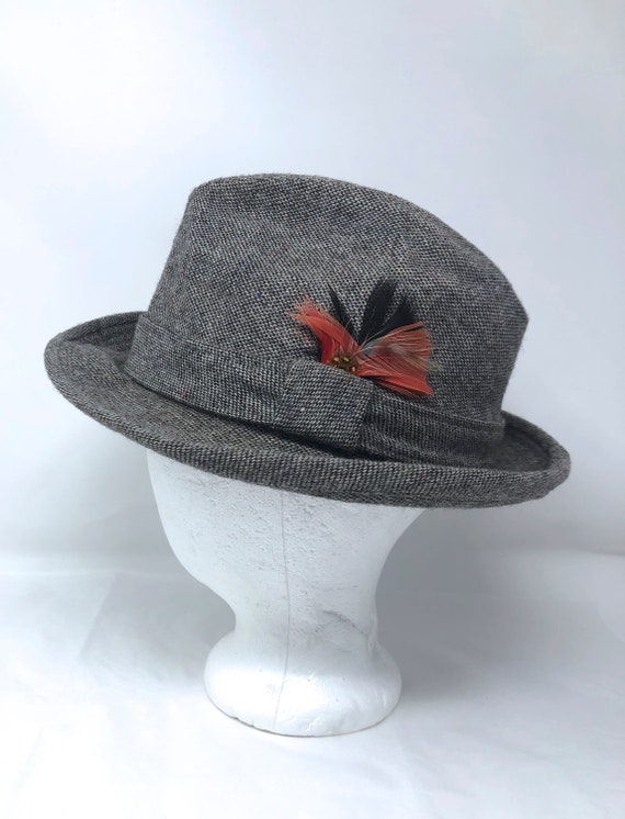 mint vintage Dobbs wool hat fedora grey tweed