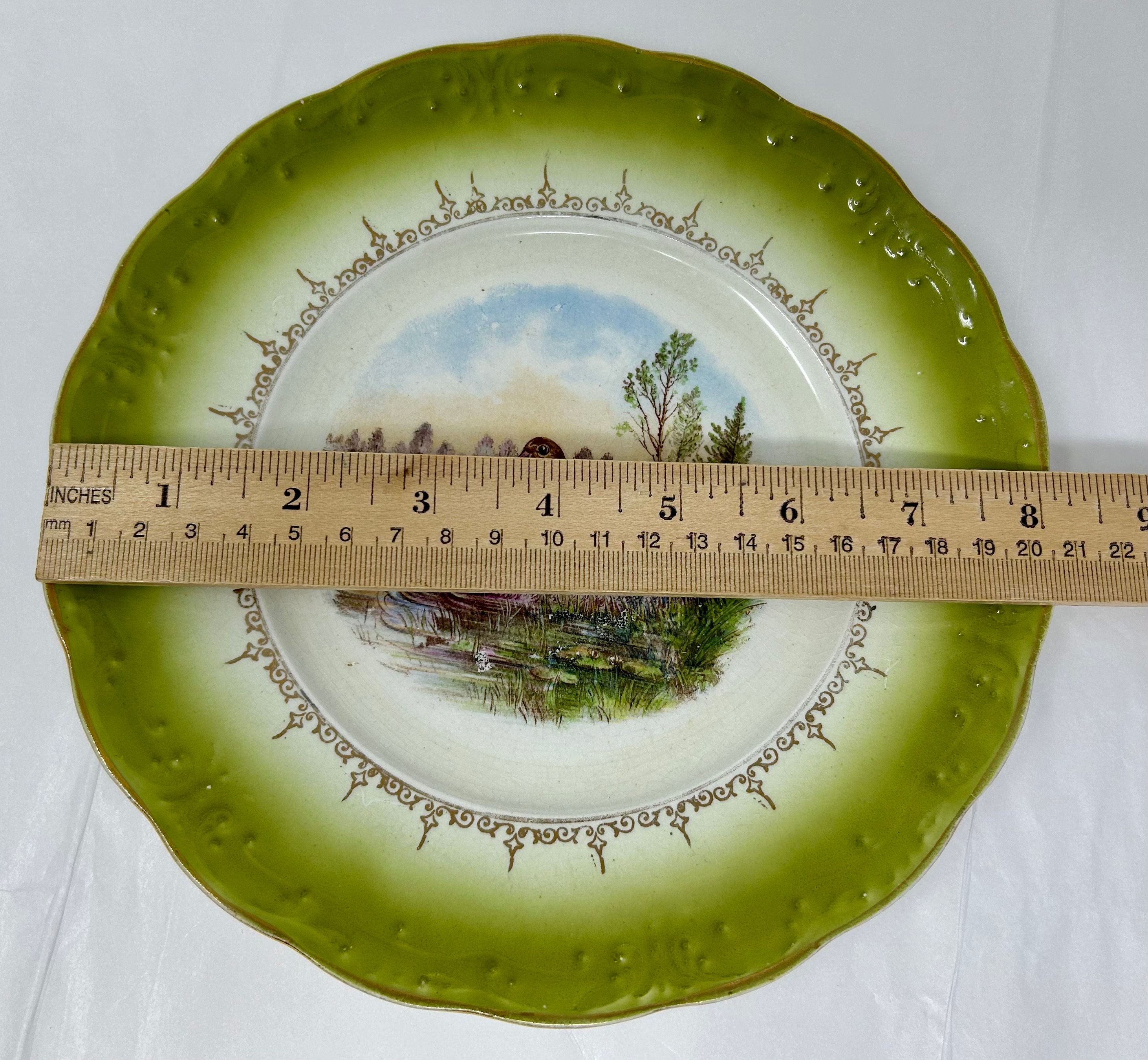 Antique La Francaise Porcelain Plate – Hand Painted Ducks Scene