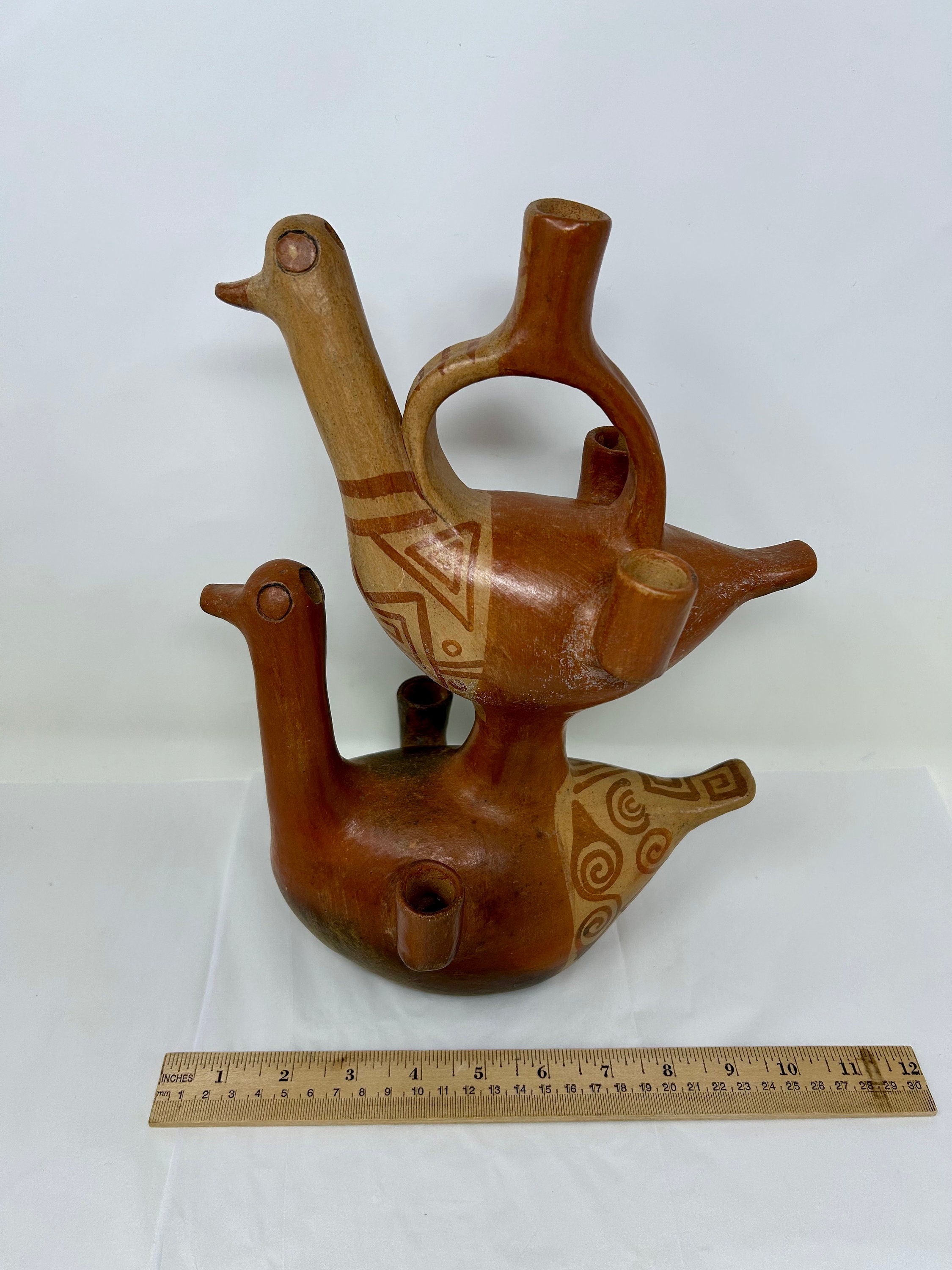 Vintage Herón Martínez Mendoza? Terracotta Pottery 2 Birds Mexico