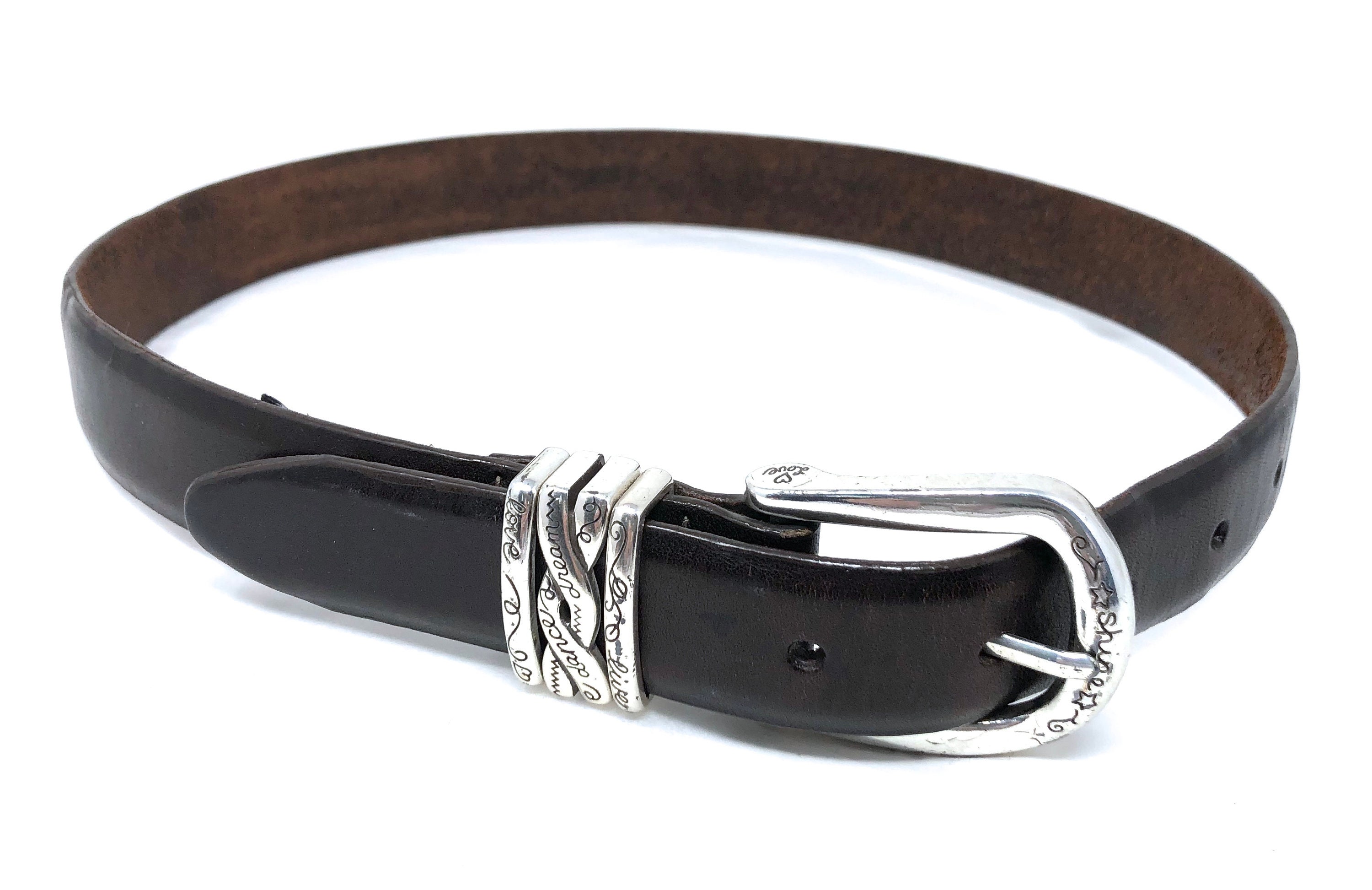 Vintage Brighton Brown Leather Belt – Silver Etched Buckle  display picture 1