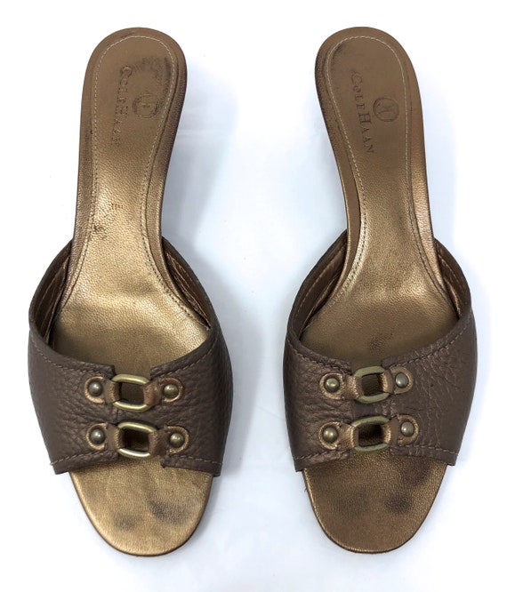 Cole Haan metallic bronze slides sandals 8