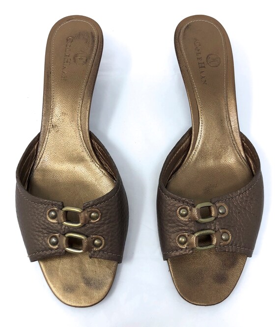 Cole Haan metallic bronze slides sandals 8