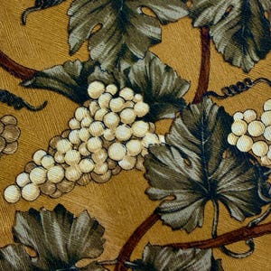 Vintage Robert Talbott Silk Necktie Vineyard Grapes Tie Gold Brown Cream Extra Long 62 Inch Designer Tie
