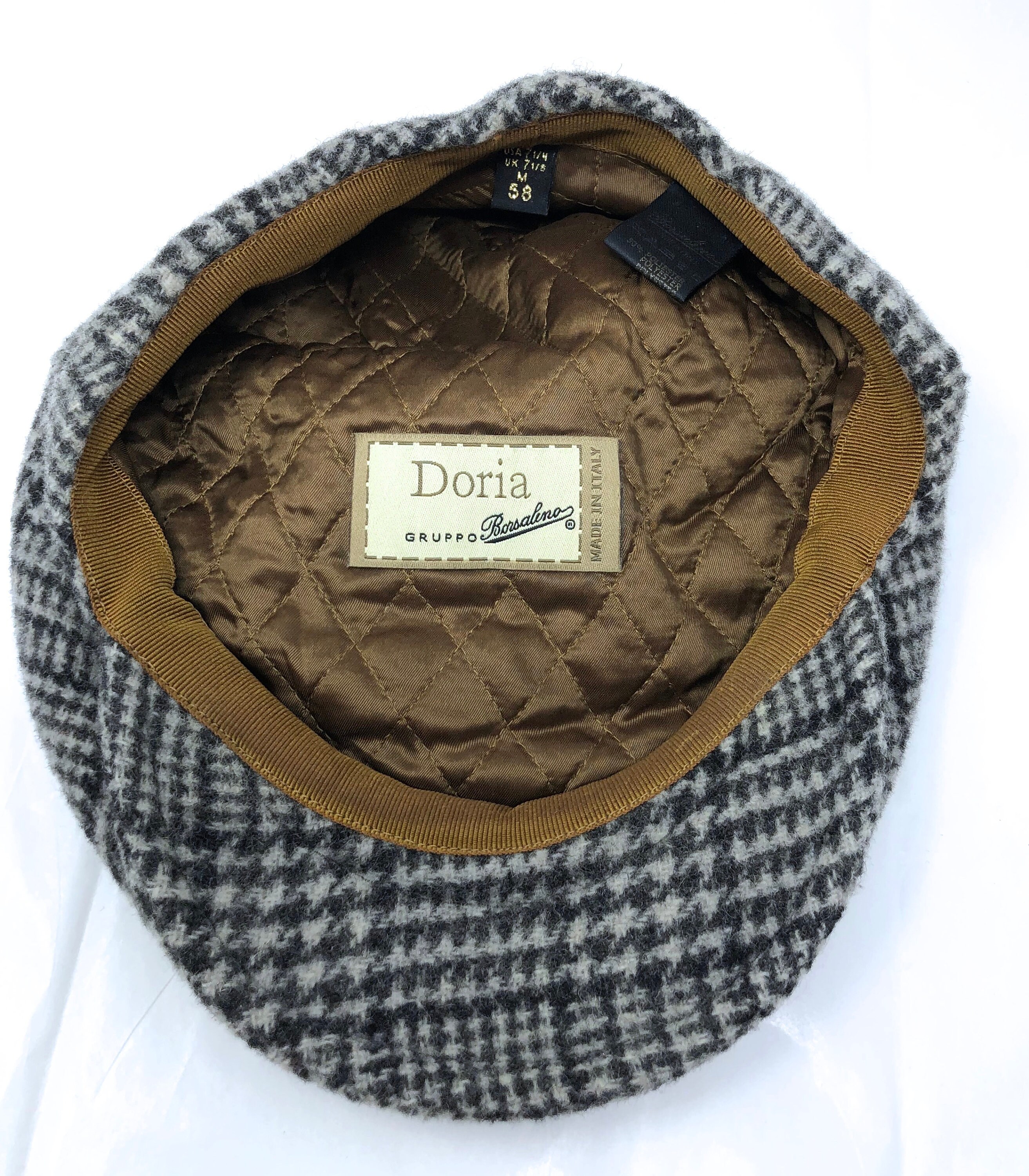 Doria Gruppo Borsalino Italy 58 Houndstooth Newsboy Hat Cap  display picture 2