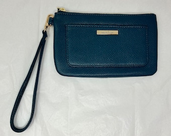 Nanette Lepore Handgelenk zip Geldbörse Clutch Petrol Leder Handgelenk