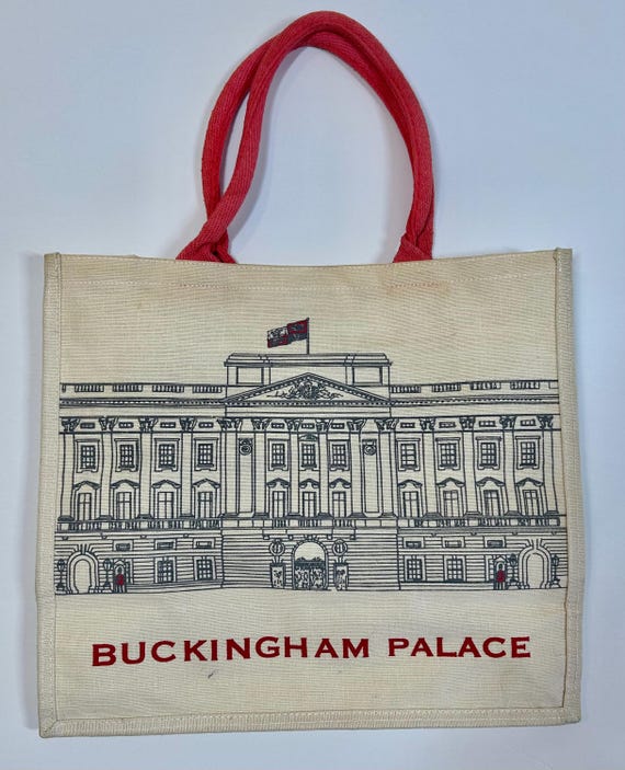 vintage Buckingham Palace tote bag canvas line drawing tourist London England