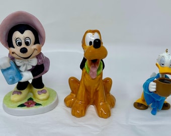 vintage Disney characters ornament figurines Mini Mouse Goofy Donald Duck holiday porcelain Hallmark