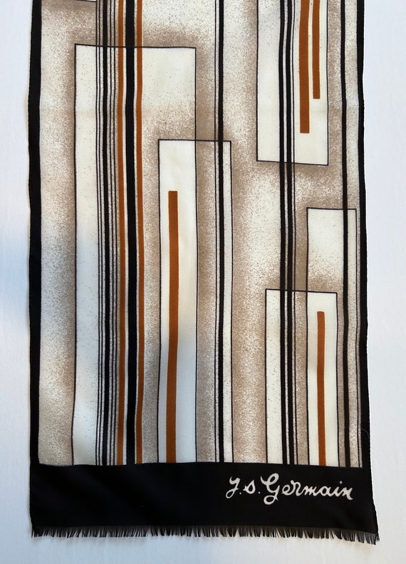 vintage J S Germain silk rectangle scarf stripe br