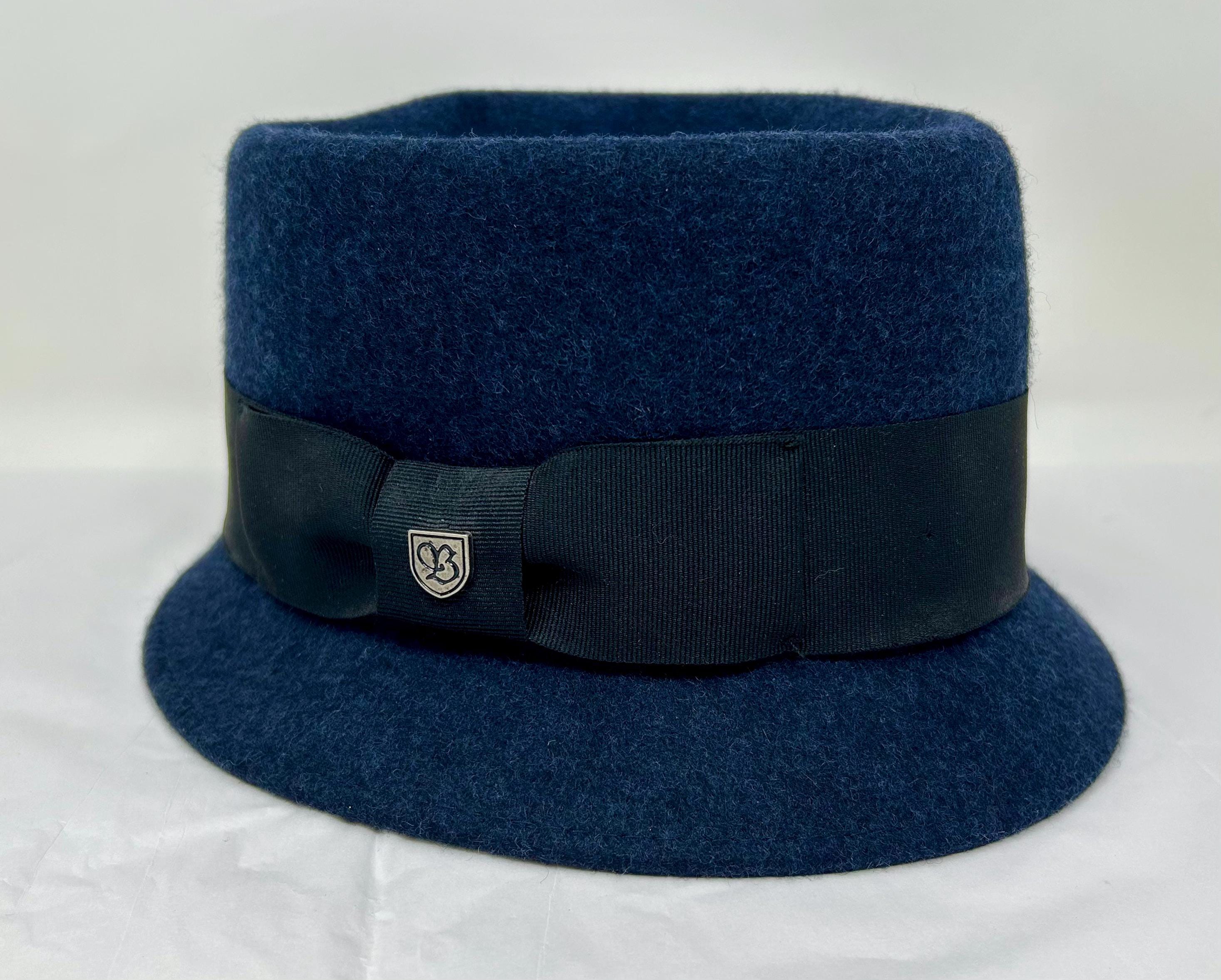 Brixton Convertabrim Fedora Hat – Navy Blue Wool Felt – Size 