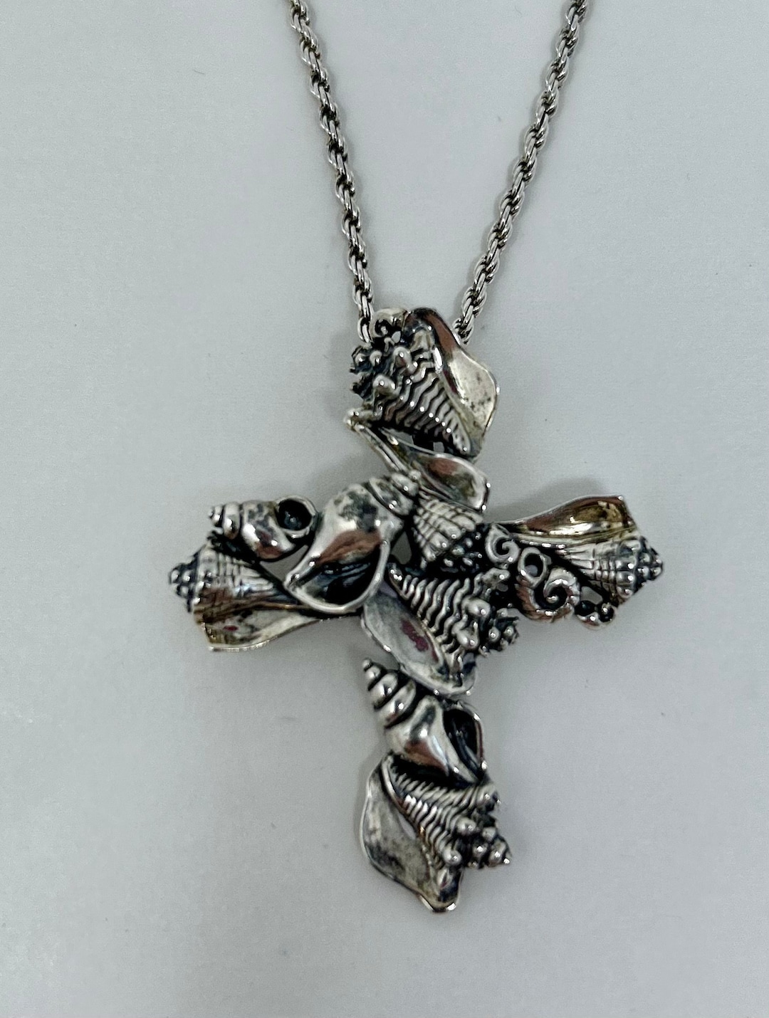 Vintage Kabana Sterling Silver Cross 925 Orate Sea Shell Baroque 16 vintage-kabana-sterling-silver-cross-925-orate-sea-shell-baroque-16