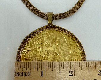 Vintage Miriam Haskell Egyptian Revival Necklace – Large Gold Tone