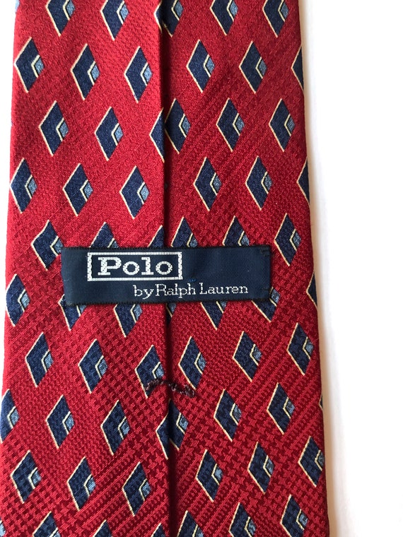 Polo by Ralph Lauren silk red blue tie necktie sil