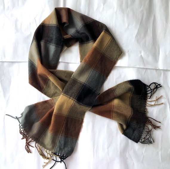 mint 100% cashmere Scotland scarf wrap plaid brown - image 3