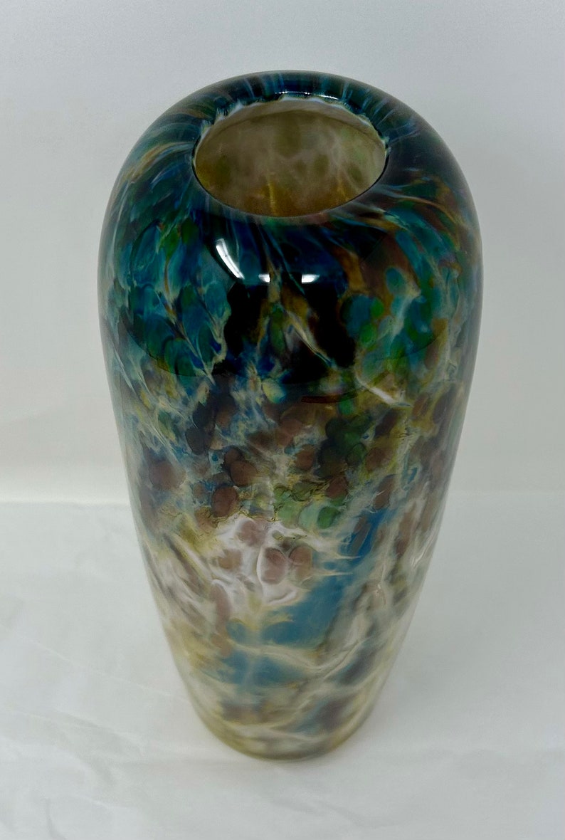 Wonderful Blown Glass Tall Vase Swirled Colors Etsy