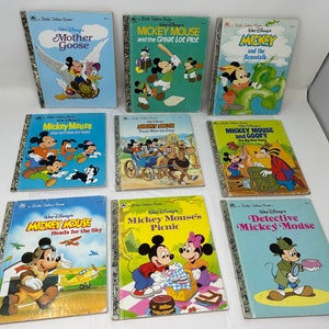 9 RARE vintage A Little Golden Book Mickey Mouse Walt Disney adventures children reading Donald Duck Minnie