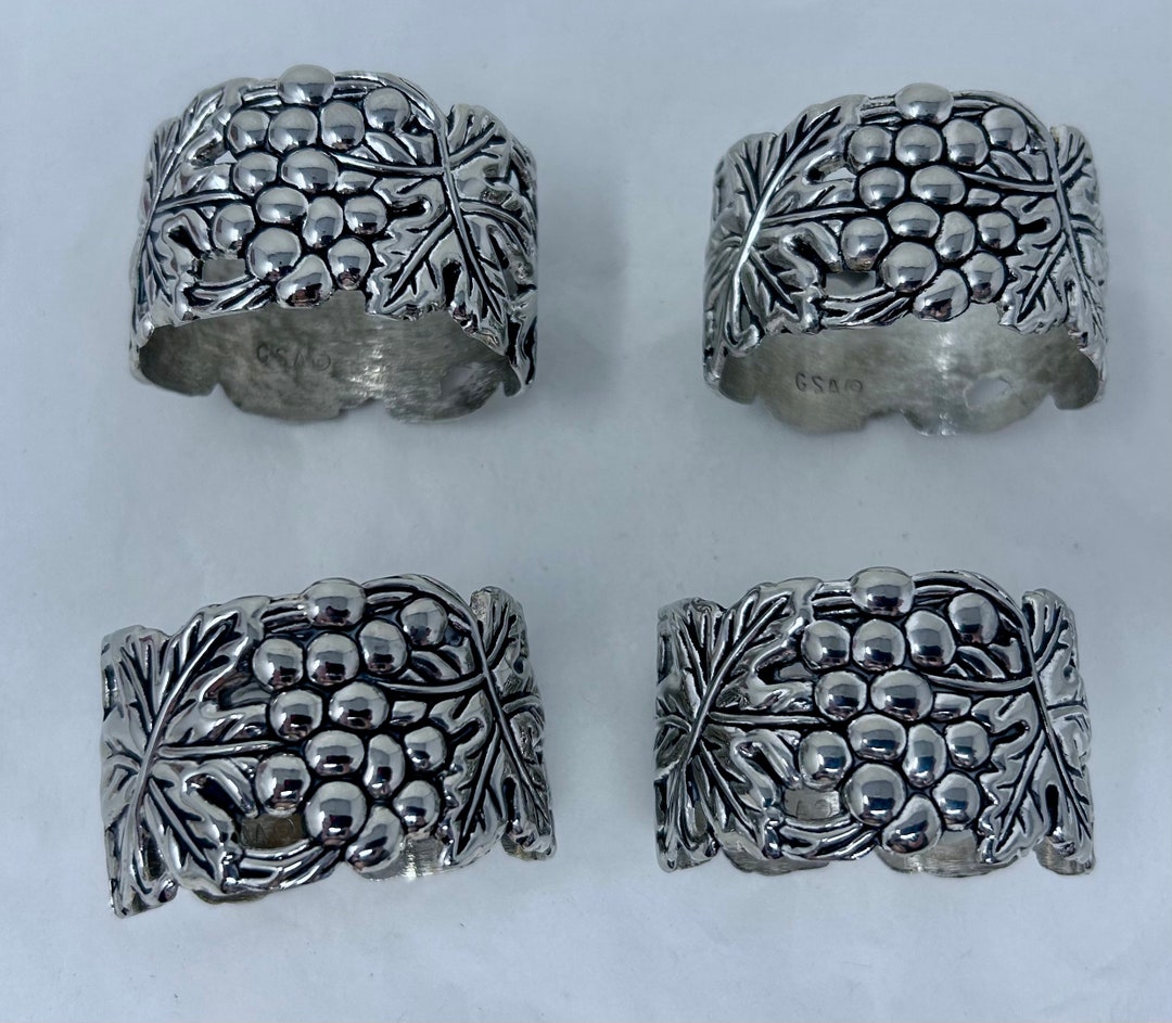 4 Godinger Grapes Napkin Rings GSA Silver Plate - Etsy