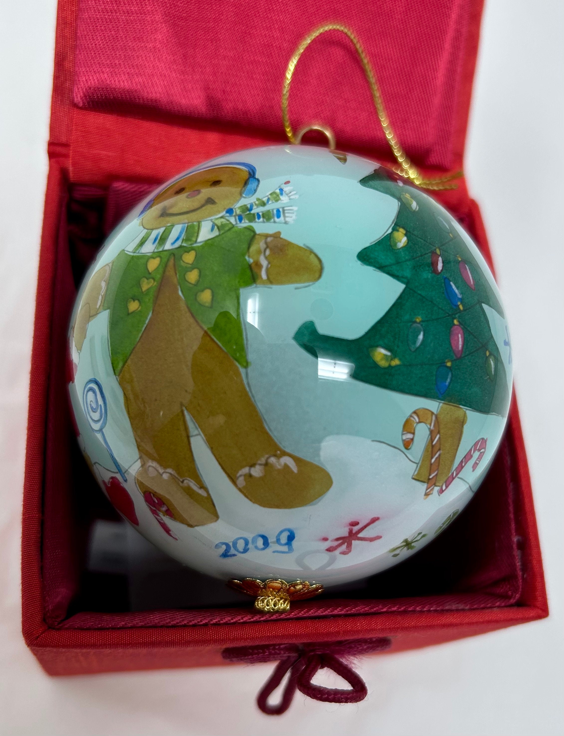 Li Bien Glass Ball Gingerbread Man Ornament Reverse Painting Etsy