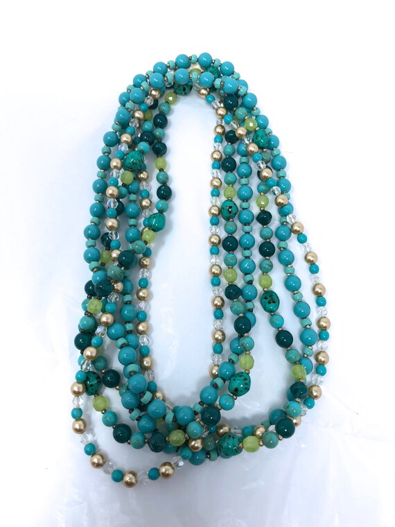 Joan Rivers multi-strand beaded necklace turquoise