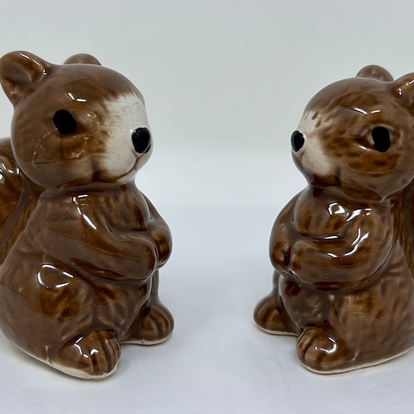 vintage squirrel salt pepper shakers ceramic wilderness outdoors