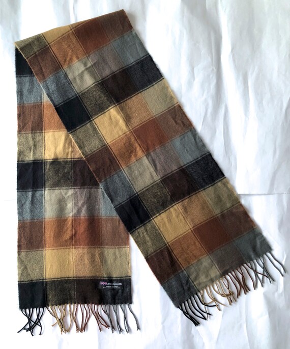 mint 100% cashmere Scotland scarf wrap plaid brown - image 6