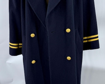 Vintage Christian Dior Navy Wool Coat – Double Breasted Gold