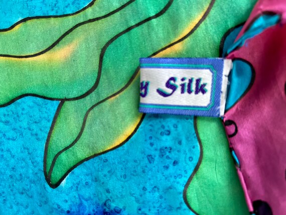 Simple Silk tropical scarf rectangle fish tie dye - image 3