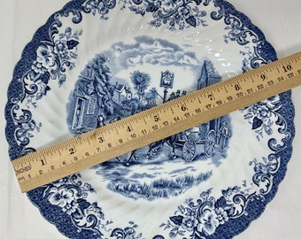 4 Johnson Brothers Hanley Blue White Dinner Salad Plates Ironstone