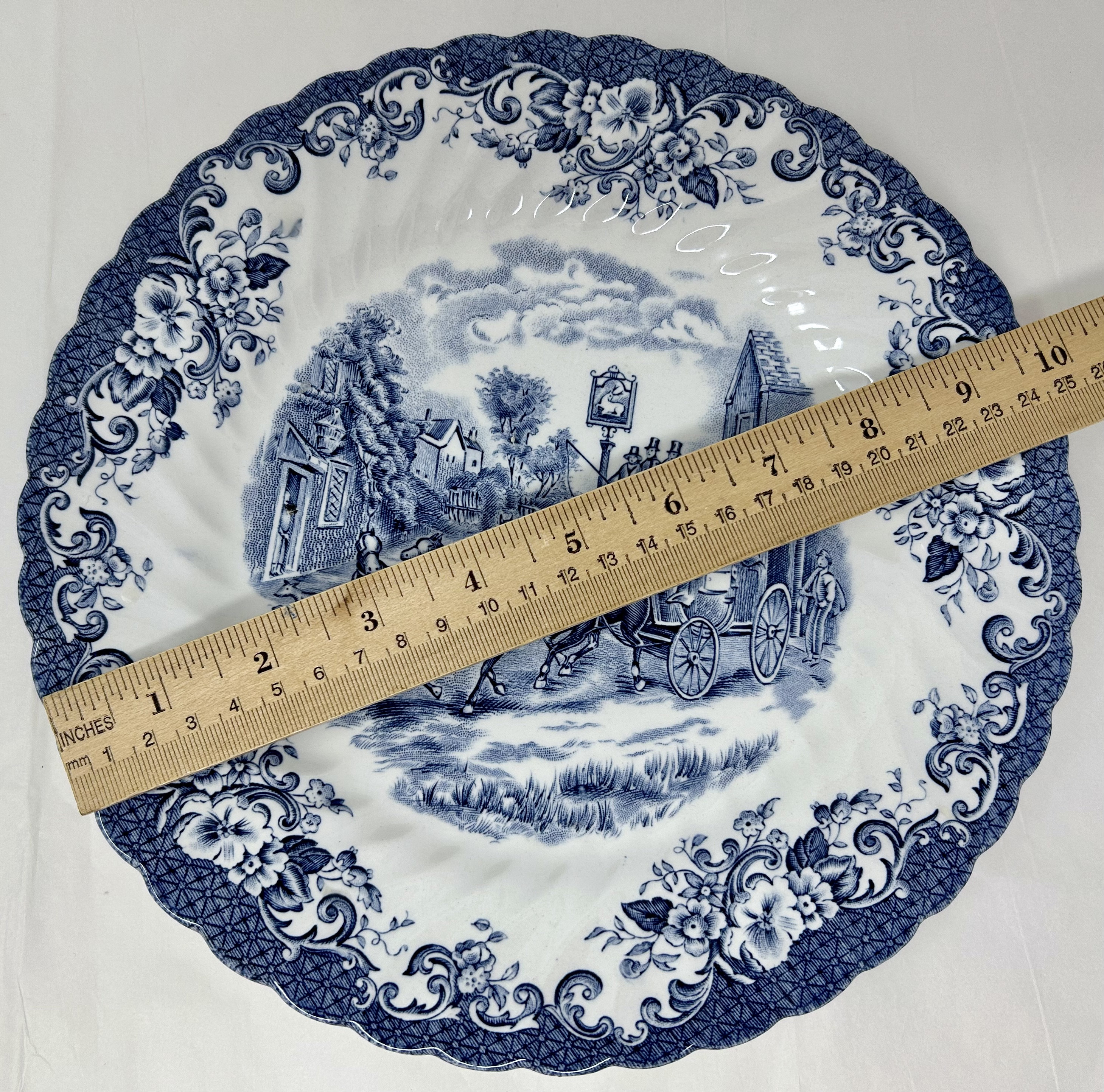 4 Johnson Brothers Hanley Blue White Dinner Salad Plates Ironstone