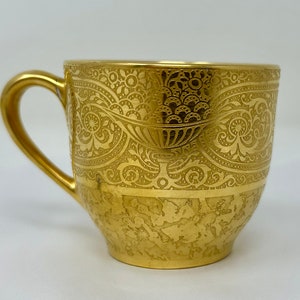 Vintage Lenox Gold Embossed Demitasse Teacup – 24K Gold Encrusted Porcelain – Pattern E-380