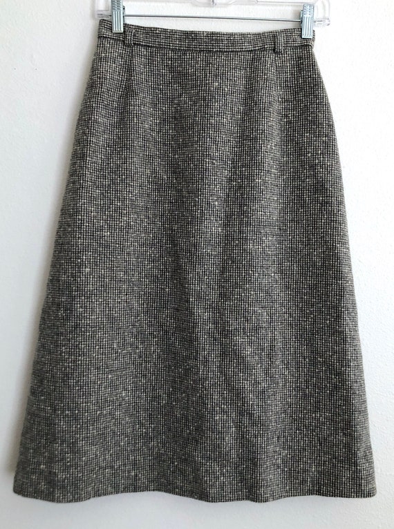 vintage Koret wool tweed skirt grey & ivory pencil