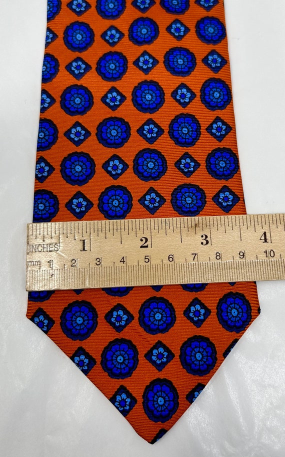 Brooks Brother silk tie orange blue necktie - image 3