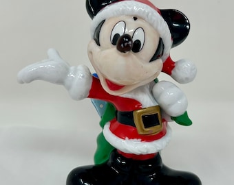vintage Enesco Disney porcelain Mickey Mouse Christmas holiday toy bag figurine