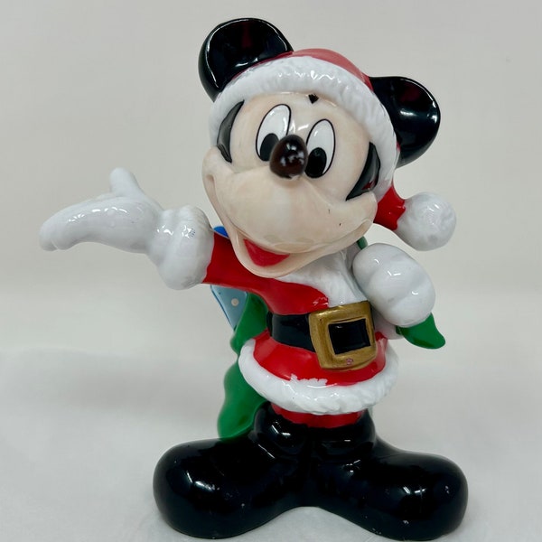 vintage Enesco Disney porcelain Mickey Mouse Christmas holiday toy bag figurine