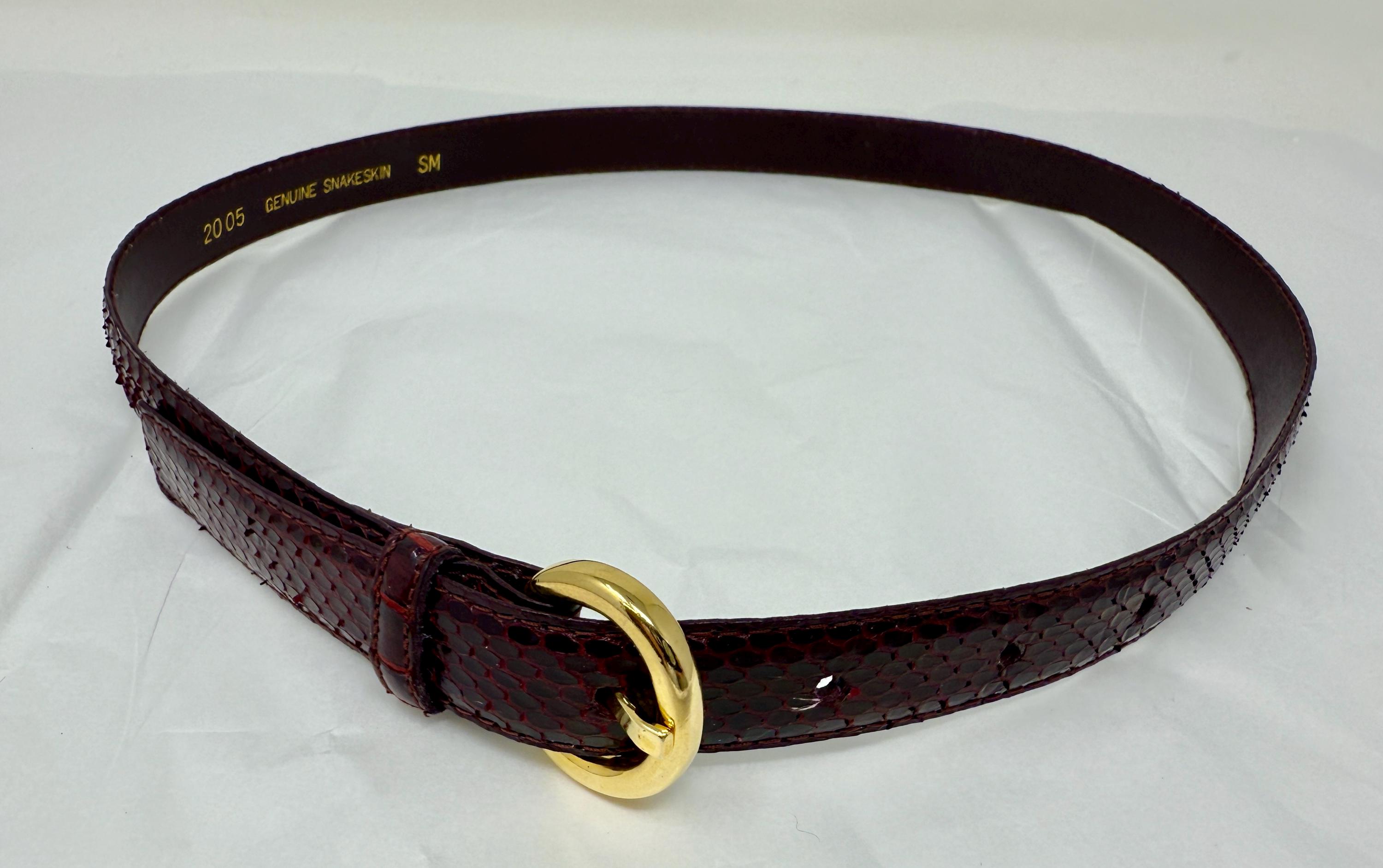 Vintage Genuine Snakeskin Belt – Thin Brown Leather Belt  display picture 2